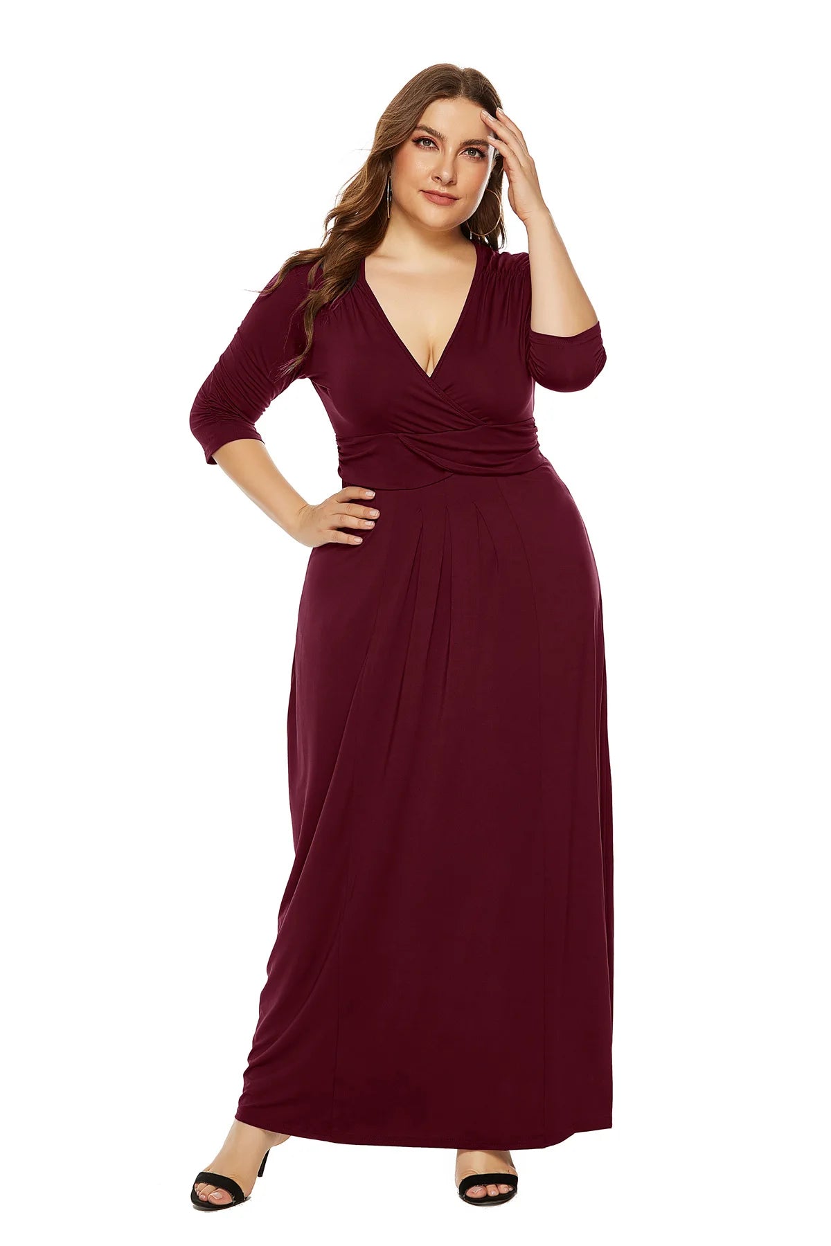 Karolina | Elegancka sukienka letnia plus size z długim rękawem